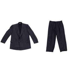 Vintage Belvest Wool Gray Pinstripe Suit Blazer & Pants Set Italy‎ Size 50 L